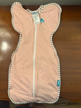 Love to dream Pink Swaddle Sleep Sack with Striped Trim